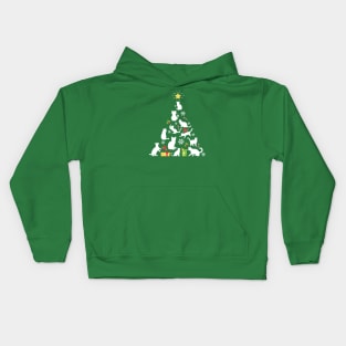 White Cats Christmas Tree Kids Hoodie